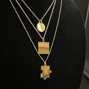 Plunder Design Gold Tone Necklace Pendant Bundle All 3 Designs Engravable